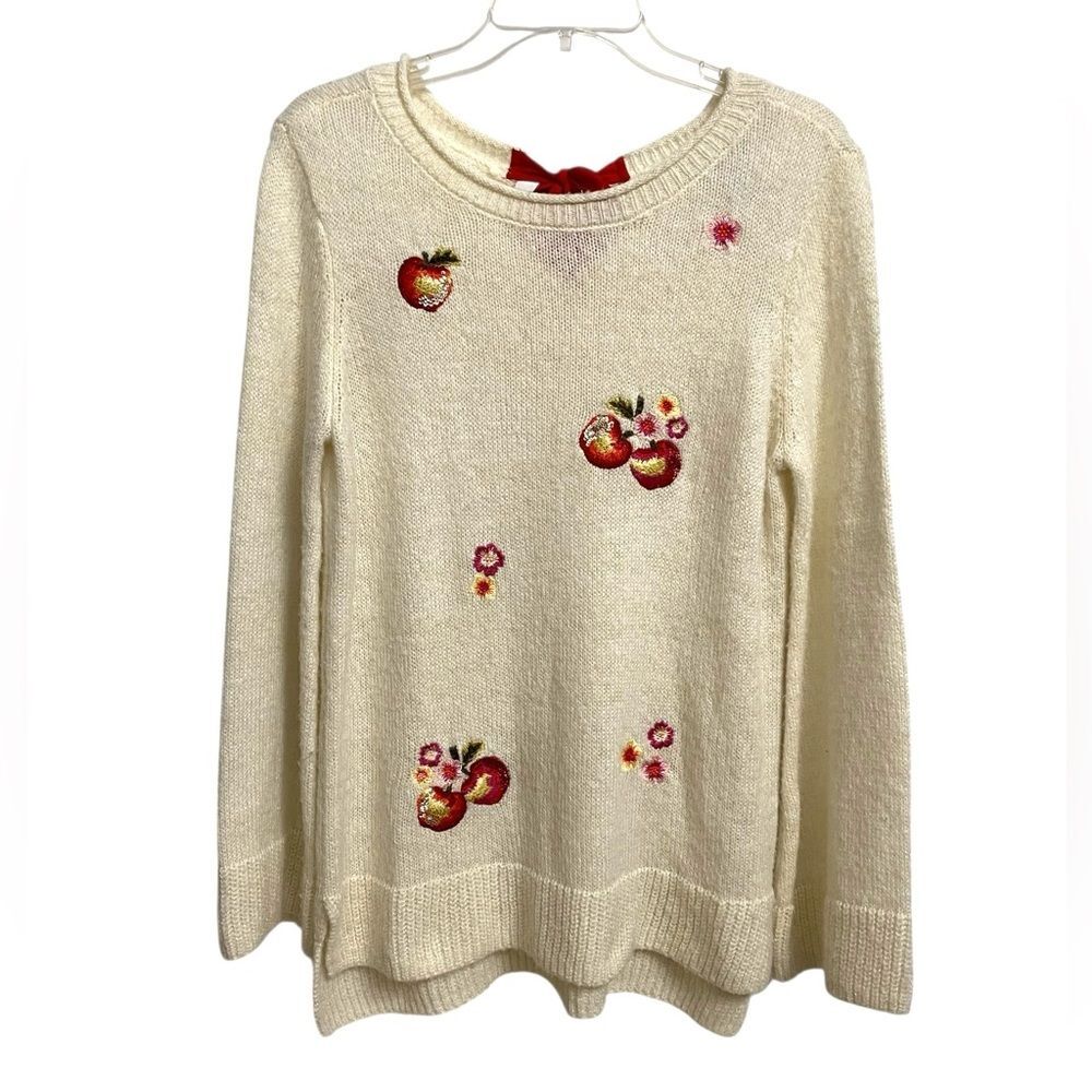 Disney x Lauren Conrad Snow White Sweater Women's M Embroidered Apples Coastal